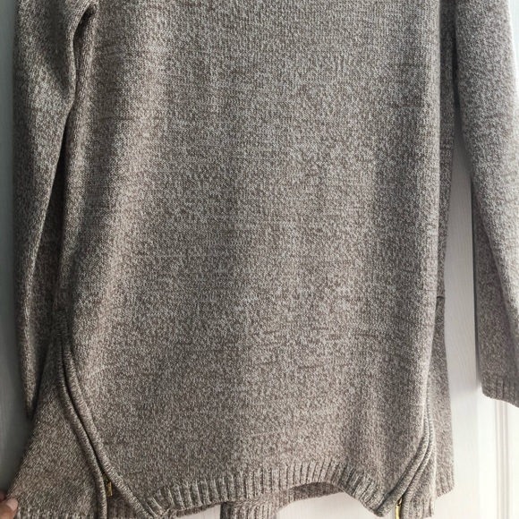 Beige Oversized Long Sweater Pullover Zippers - Picture 3 of 8